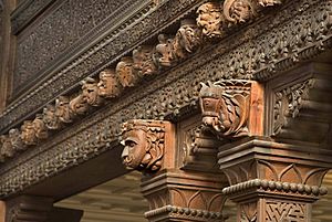 Upper Durbar Hall carved wood detail