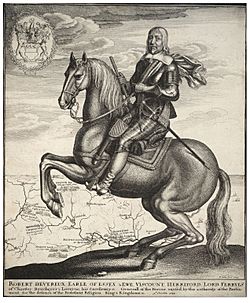 Wenceslas Hollar - Earl of Essex on horseback (State 2)