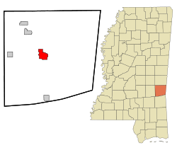 Location of Quitman, Mississippi
