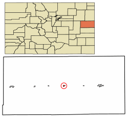 Location of Stratton in Kit Carson County, Colorado.