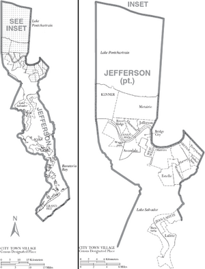 Map of Jefferson Parish Louisiana With Municipal Labels