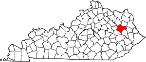 Map of Kentucky highlighting Morgan County