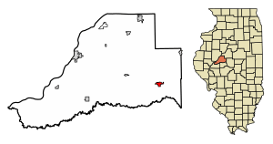 Location of Mason City in Mason County, Illinois.