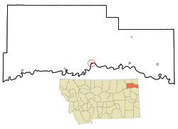 Location of Brockton, Montana