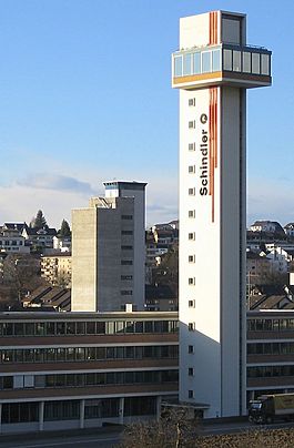 Elevator test tower at Schindler head office in Ebikon
