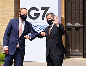 Xavier Becerra and Matt Hancock at 2021 G7 Health Ministers summit