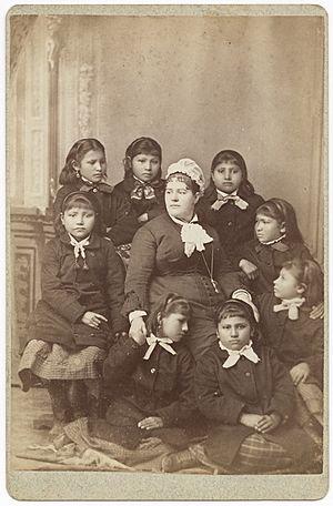 1890s-Mary R. Hyde, matron, and students at Carlisle Indian Training School, Carlisle Barracks, Pennsylvania