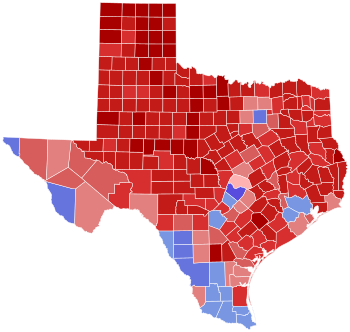 2022 Texas gubernatorial election results map by county