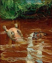 Akseli Gallen-Kallela - Hippos in the Tana River