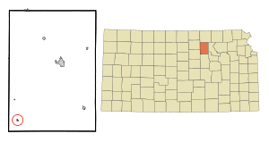 Location within Clay County and Kansas