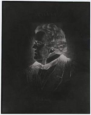 Etching of William Makepeace Thackeray by George Barnett Smith