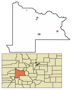 Location of Pitkin in Gunnison County, Colorado.