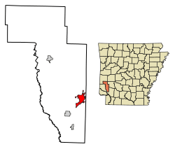 Location of Nashville in Howard County, Arkansas.