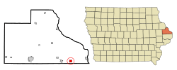 Location of Miles, Iowa