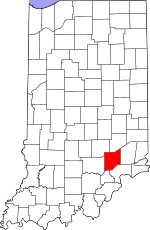 Map of Indiana highlighting Jennings County