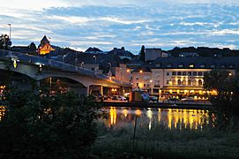 Mosel river bridge at Remich Luxemburg by night, as seen from the German side - panoramio