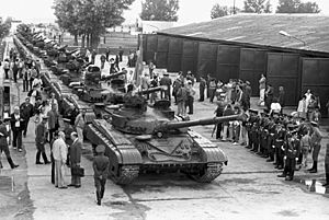 RIAN archive 825492 Military equipment leaving the country. Withdrawal of Soviet troops from Hungary