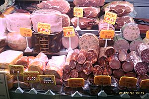 Sausage vendor in Madrid, Spain