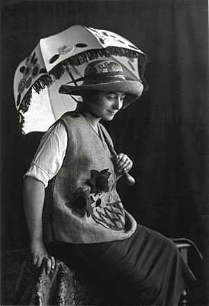 Sonia Delaunay wearing Casa Sonia creations, Madrid, c.1920
