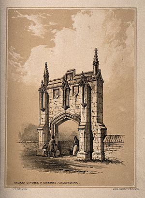 Ancient Gateway, Stamford, Lincolnshire. Tinted lithograph b Wellcome V0014514