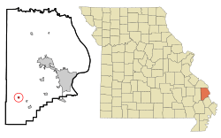 Location of Whitewater, Missouri