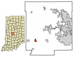 Location of Amo in Hendricks County, Indiana.