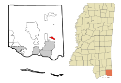 Location of Helena, Mississippi