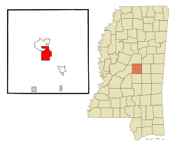 Location of Carthage, Mississippi