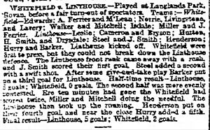 Linthouse 5–2 Whitefield, Glasgow Cup 1st Round, from the Glasgow Herald, 9 November 1891