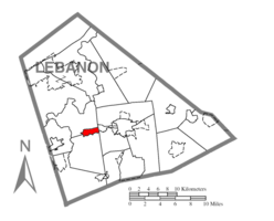 Location within Lebanon County