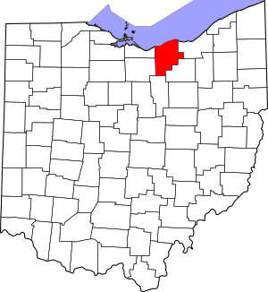 Map of Ohio highlighting Lorain County