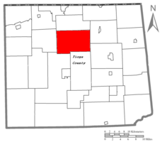 Map of Tioga County Highlighting Middlebury Township