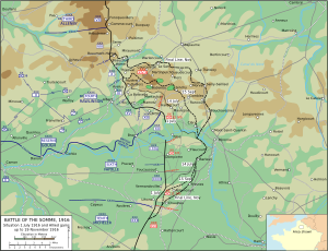 Map of the Battle of the Somme, 1916