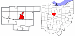 Location of Marion in Marion County and the state of Ohio