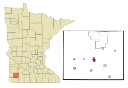 Location of Slaytonwithin Murray County and state of Minnesota