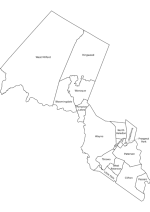 Passaic County, NJ municipalities labeled