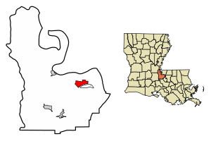 Location of New Roads in Pointe Coupee Parish, Louisiana.