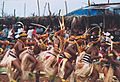 Yapese men dancers in traditional dress celebrating Yap Day