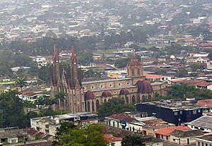 View of Santa Barbara Cathedral (Iglesia Santa Barbara), from Rubio Community TV Station