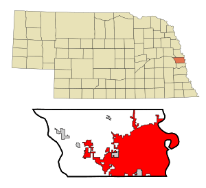 Douglas County Nebraska Incorporated and Unincorporated areas Omaha Highlighted