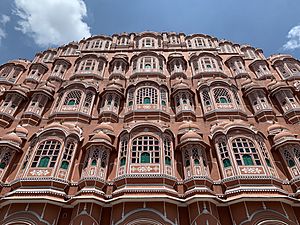 East facade Hawa Mahal Jaipur from ground level (July 2022) - img 03