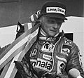 Lauda celebrating at 1977 Dutch Grand Prix crop