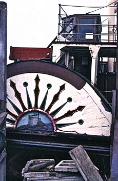 Paddle box, Kingswear Castle 28-4-1973 during restoration at Rochester