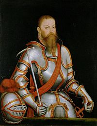 Portrait of Prince-Elector Maurice of Saxony (1521–1553), in armour (by Lucas Cranach the Younger) - Staatliche Kunstsammlungen Dresden