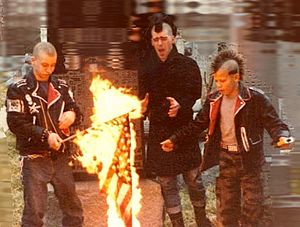 Punks burning a flag
