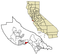 Location of Capitola in Santa Cruz County, California.