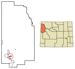 Location of Jackson in Teton County, Wyoming