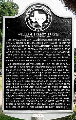 William Barret Travis Historical Marker