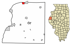 Location of Pontoosuc in Hancock County, Illinois.