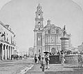 Plaza de Santo Domingo in Mexico City in a photo of 1873-